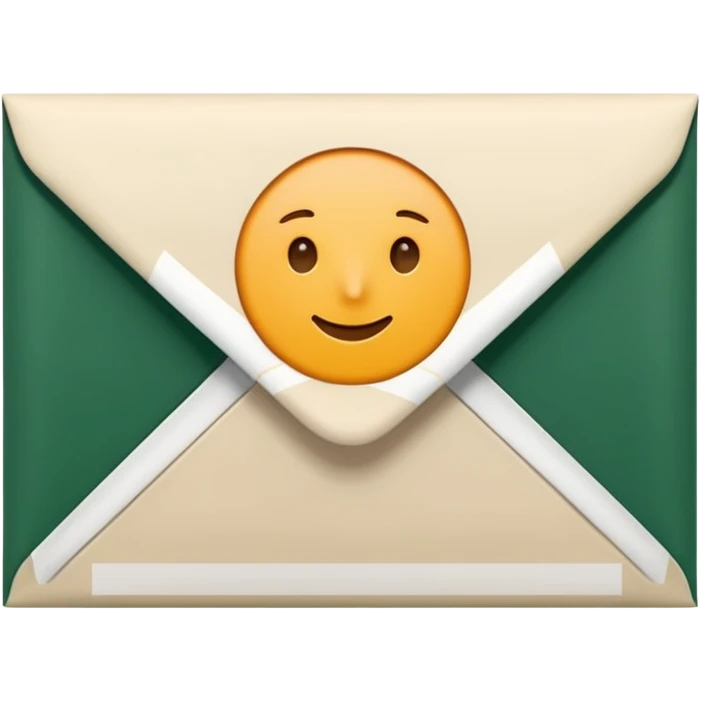 light beige envelope with dark green stripe on edge, modern style emoji