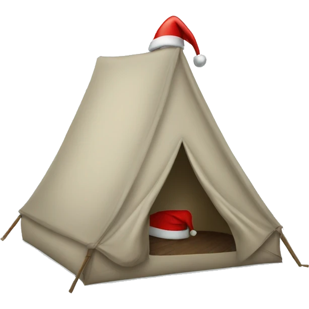 tent wearing a santa hat emoji