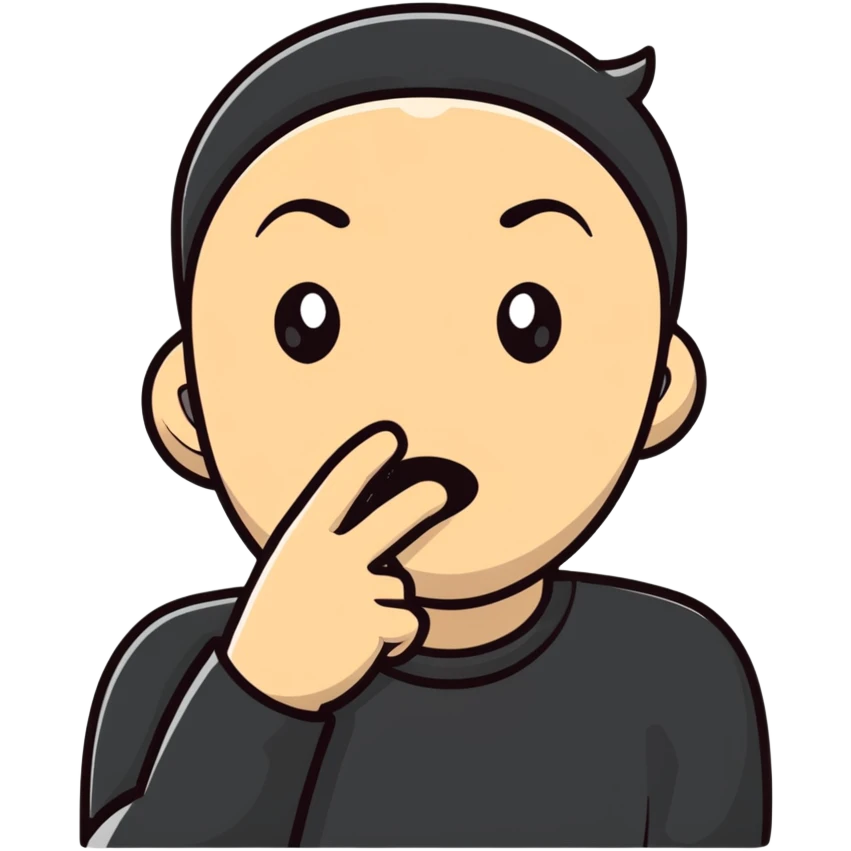 cartoon character with finger over mouth hushing emoji