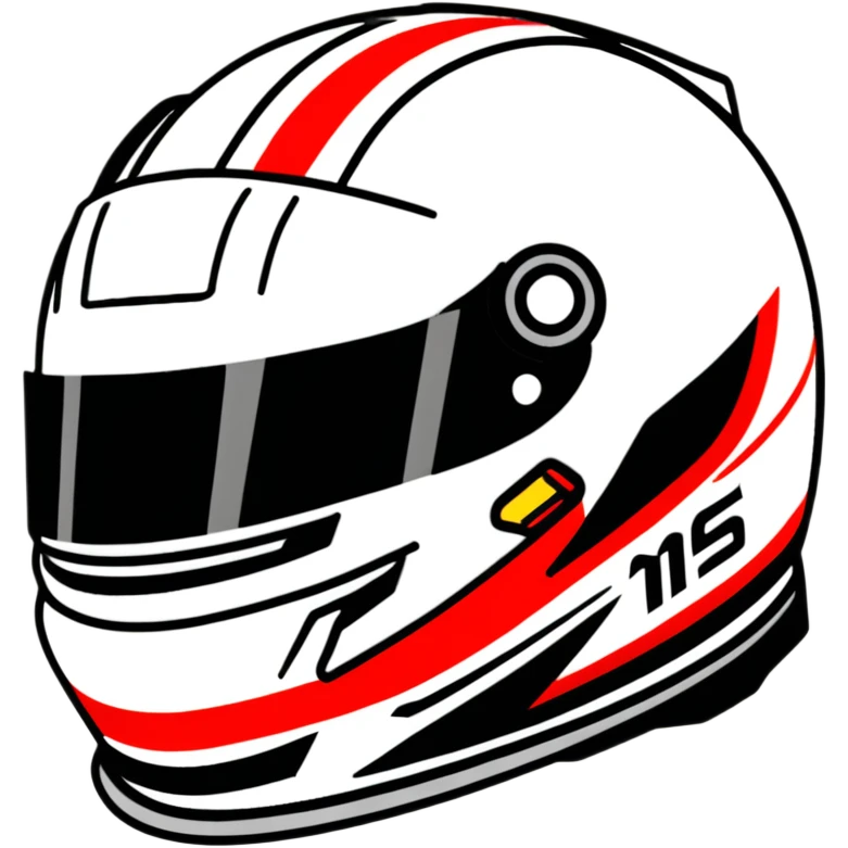 Kevin Magnussen, Danish F1 driver, with racing helmet, Haas team colors white and red emoji