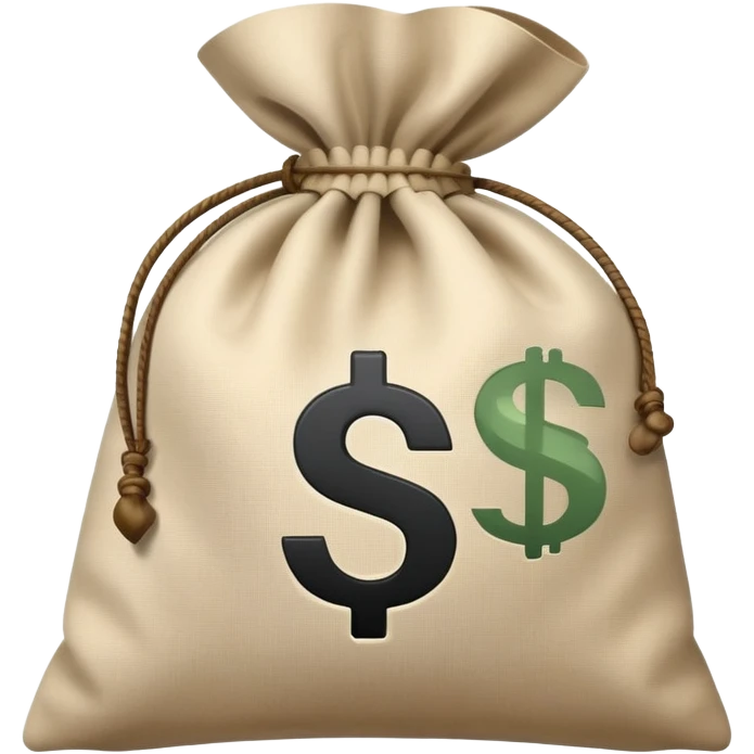 money bag with DEPOSIT written on it, bank deposit bag, dollar sign, canvas bag emoji