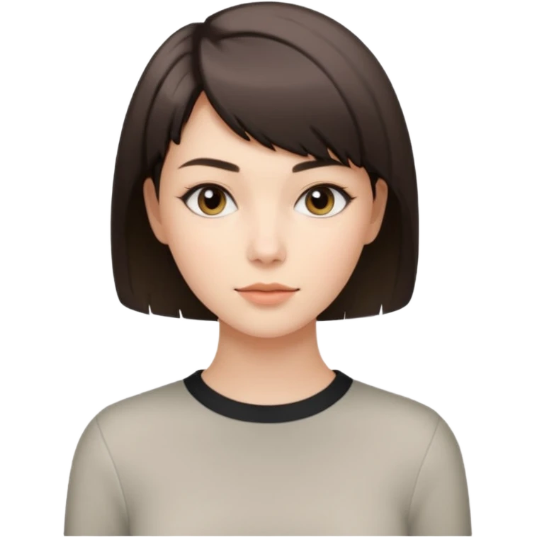 Молодая женщина с короткой современной стрижкой, открытое лицо, минимальный макияж, простая рубашка или лонгслив в светлых тонах, стиль современный и деловой. emoji