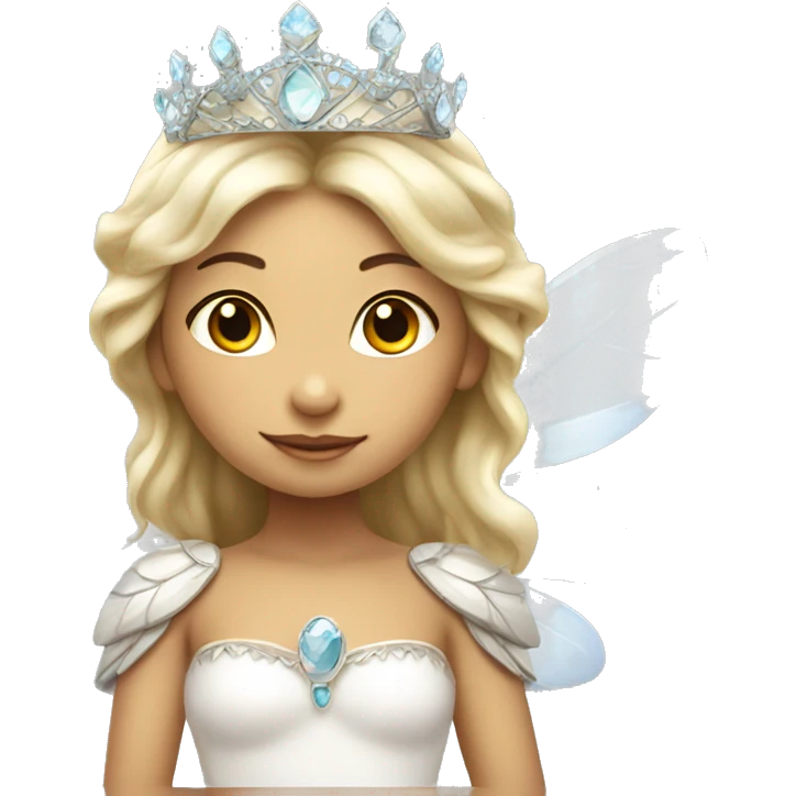 Peruvian white fairy child princess with tiara and wings emoji