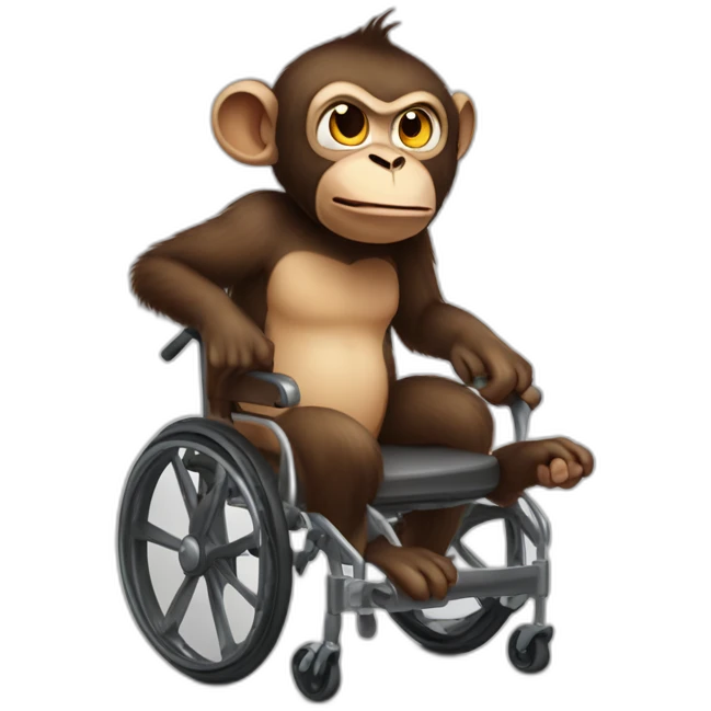 Very angry monkey small ferocious rolling eyes really cute wheelchair emoji