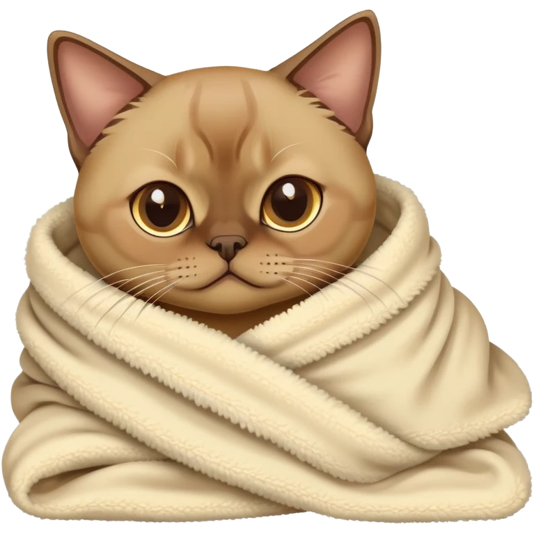 Burmese cat wrapped in a blanket  emoji