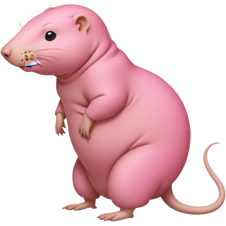 a sideways standing naked mole rat emoji