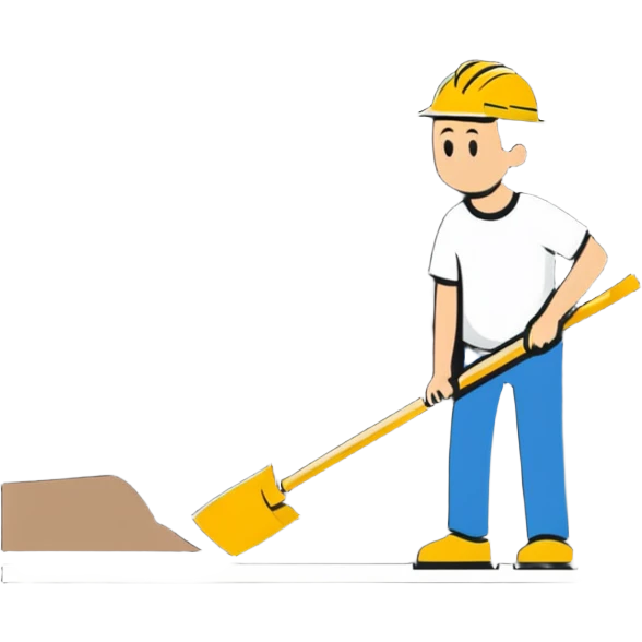 guy looking at road while holding a shovel emoji