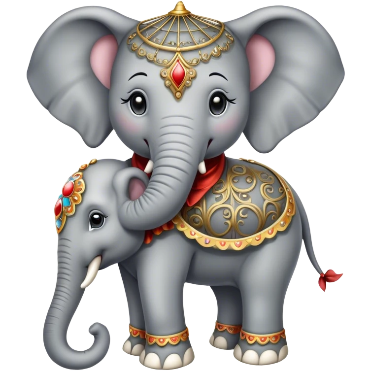 Vintage circus elephant wearing filigree emoji