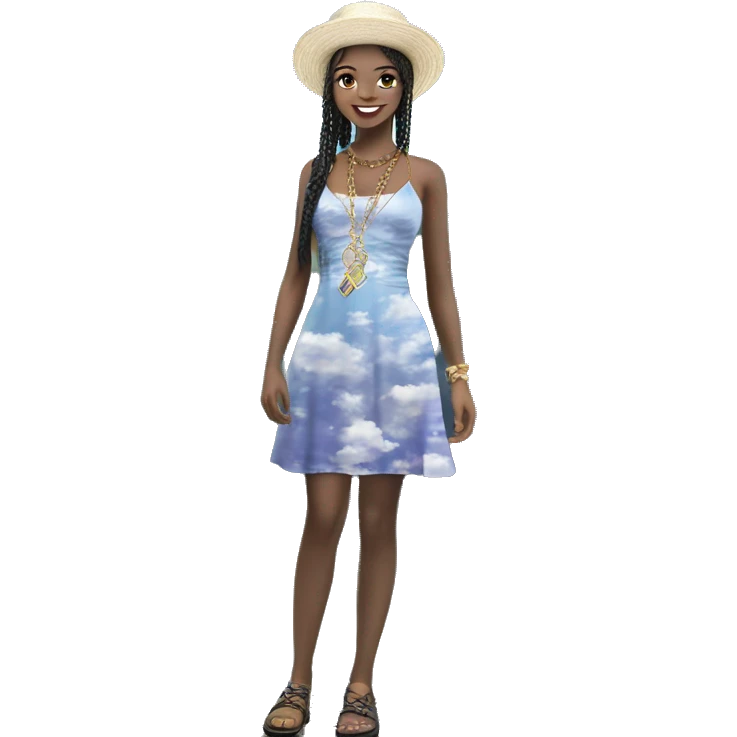 girl in hat near water emoji