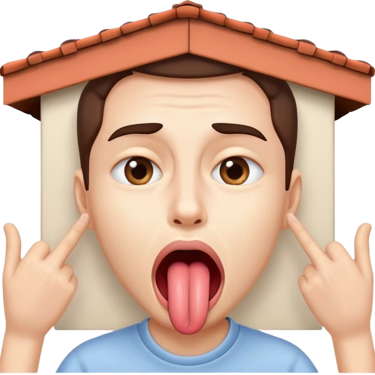 person practicing facial exercise mewing with tongue against roof of mouth emoji