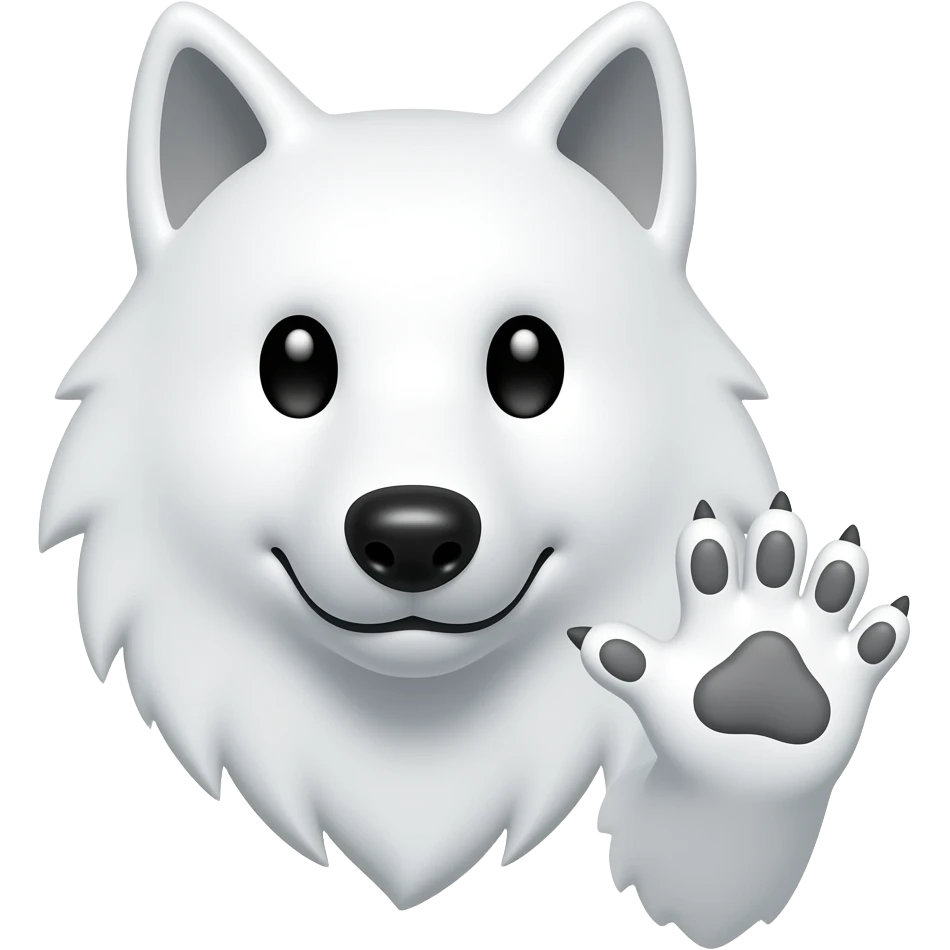 White Wolf head waving paw emoji