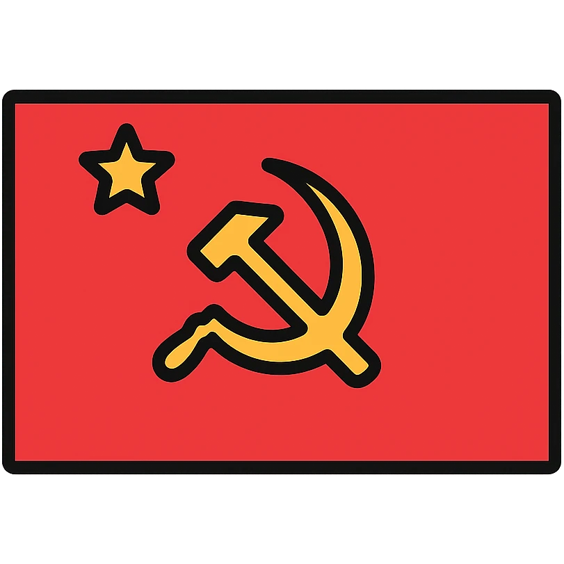 Soviet Union flag, stylized, bold colors, gold hammer and sickle with star, no text emoji