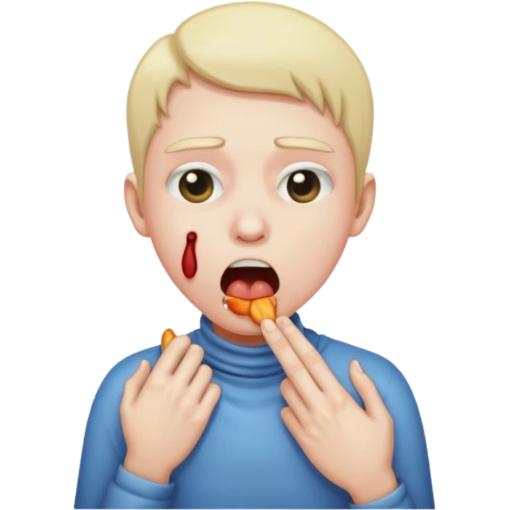 Person choking themselves out, no mouth open  emoji