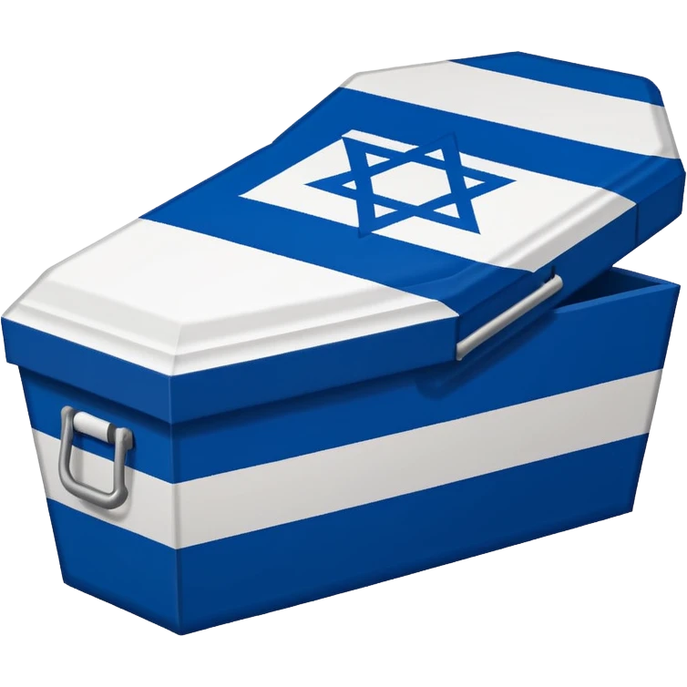 Israel flag star turning inwards to look like trash then a coffin till it says the end in all blue background  emoji