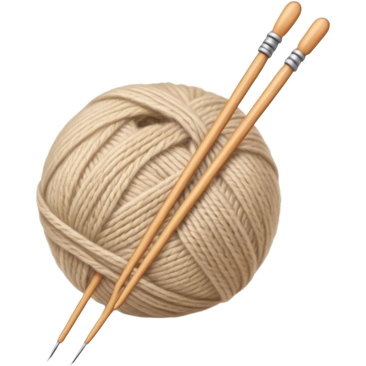 ball of beige mohair wool with knitting needles emoji
