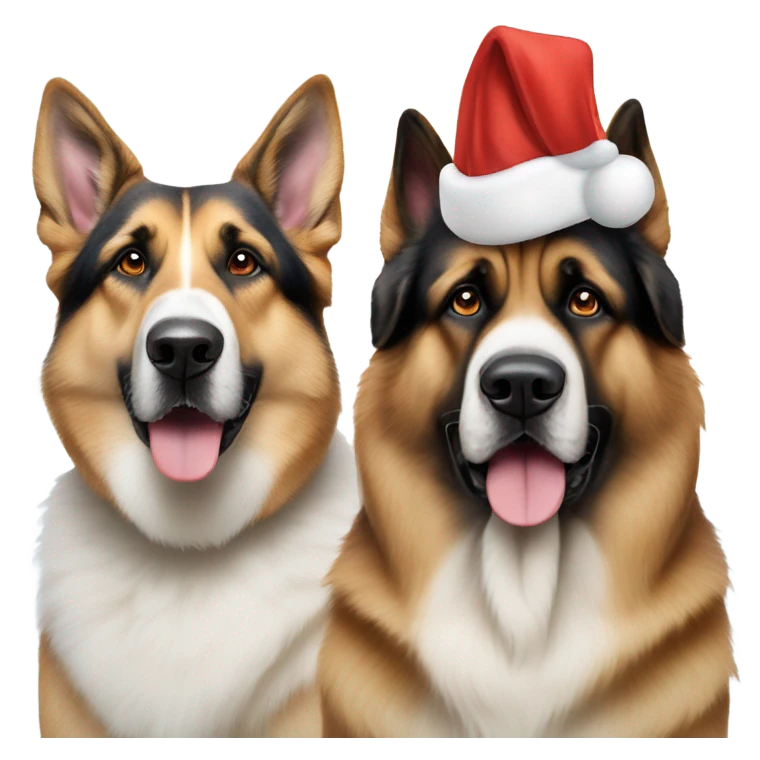 German shepherd and a Saint Bernard wearing snow hats  emoji