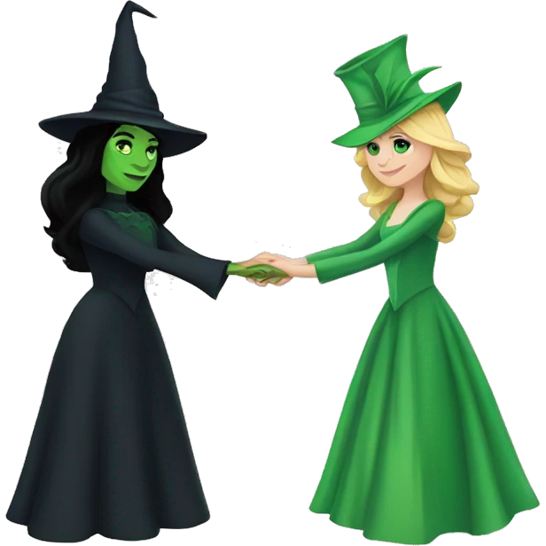 Elphaba holing hands with glinda emoji