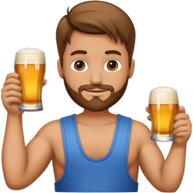 Emoji beauf avec un coupe de cheveux mulet, un ventre rond, un débardeur et une bière dans la main emoji