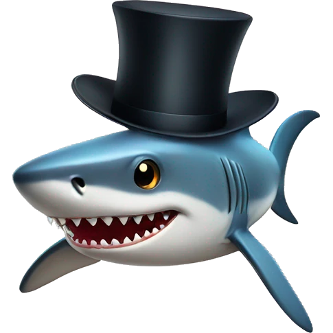 Shark with a top hat emoji