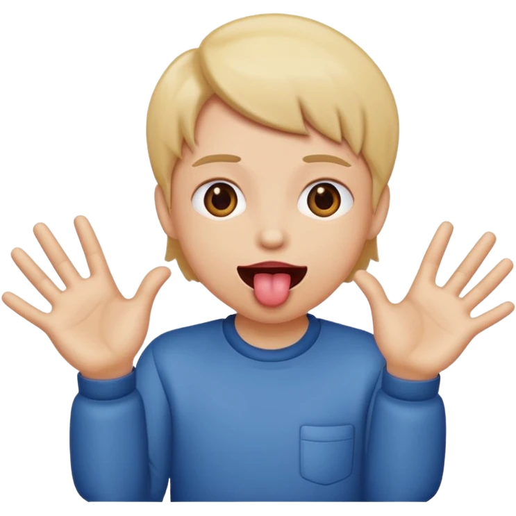 tongue out with hands to the side emoji