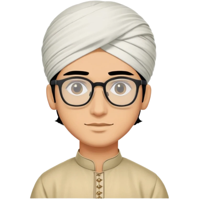 young man with wheatish skin tone, black hair, wearing kurta with rectangle glasses and traditional turban emoji