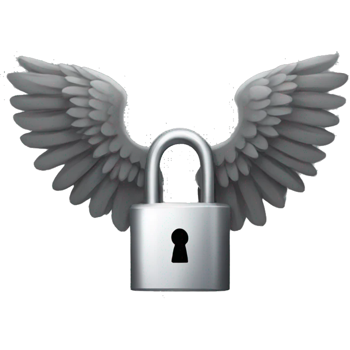 a lock with wings and muscular arms emoji