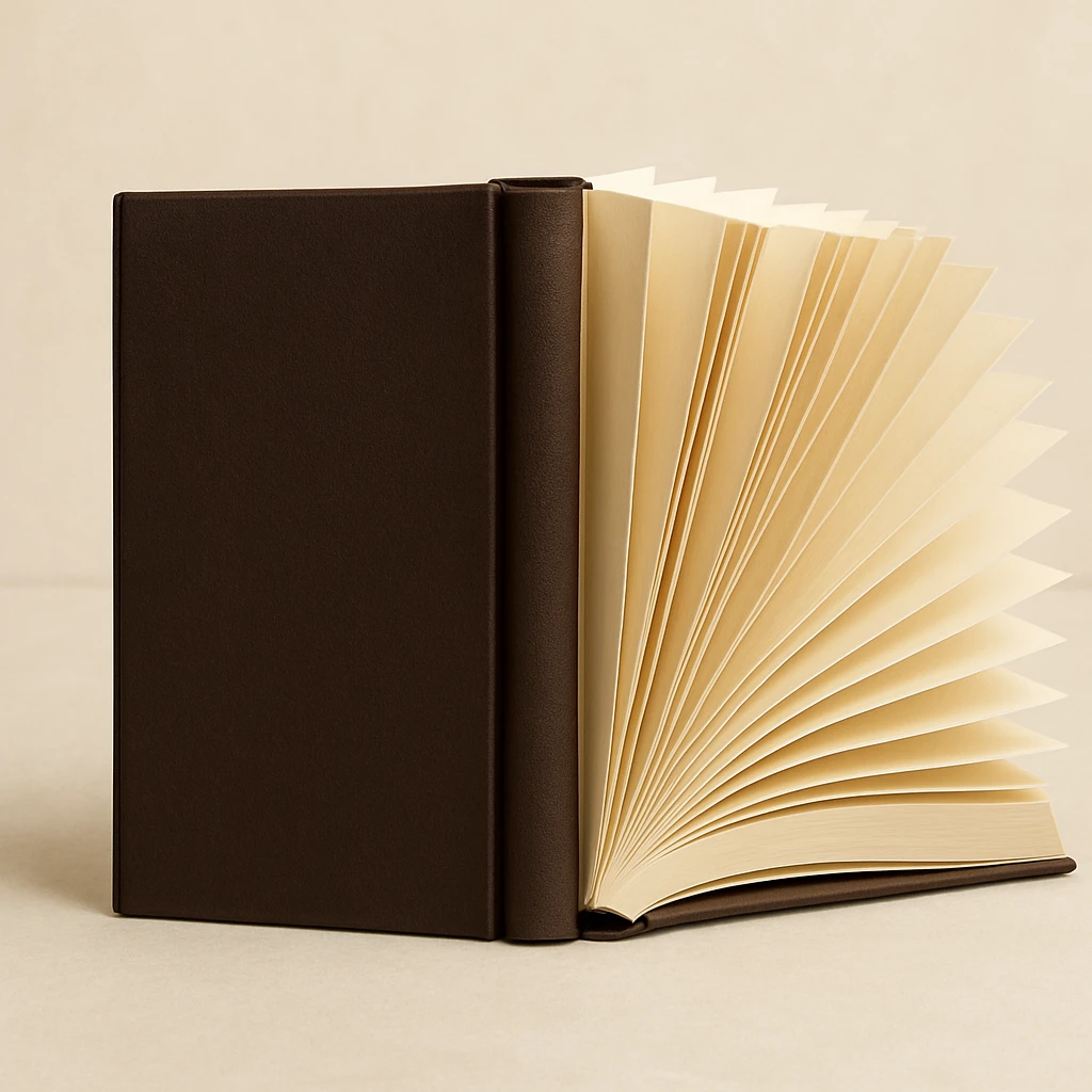 an open book viewed from behind, showing the back cover and slightly fanned pages emoji