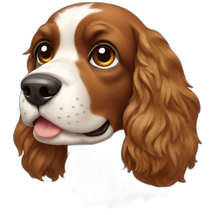 Spaniel haciendo un guió emoji