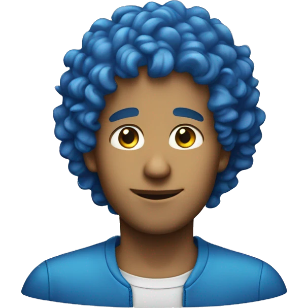 a guy with curly hair and blue highlights emoji