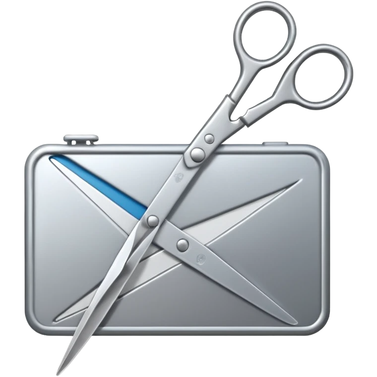 un restangulo con el simbolo de reproducir en el medio y una tijera a un lado emoji