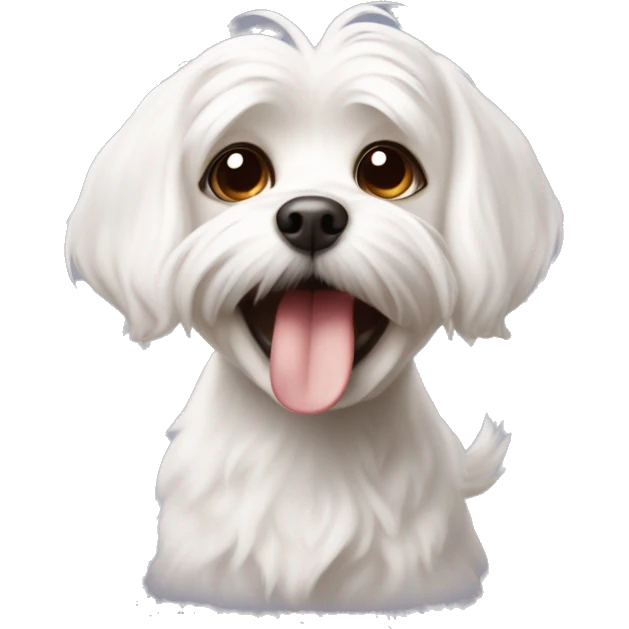 playful maltese with brown ears sticking out tongue emoji