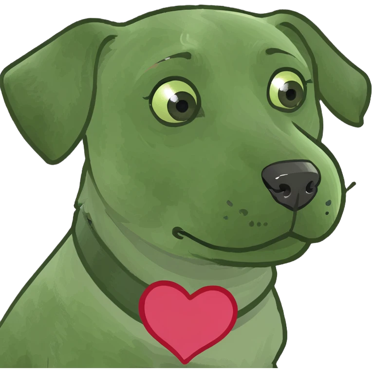 A blonde dog that has hearts around it emoji