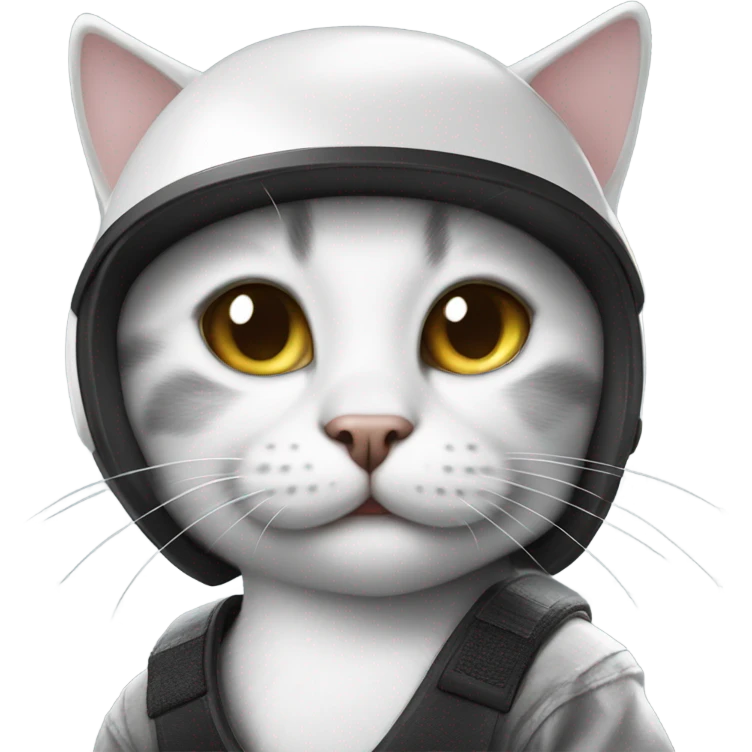 Smiling Black and white cat skateboarding with crash helmet  emoji