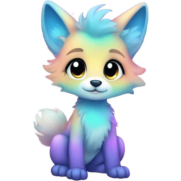 Adorable innocent cute gradient-Sparkle-nebula-fursona anthropomorphic furry full body emoji