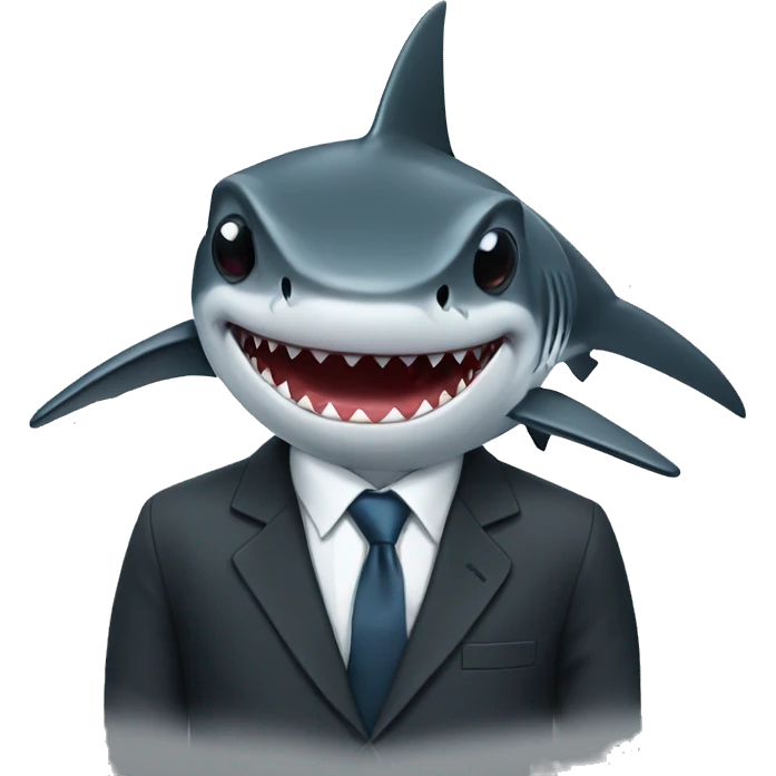 a shark with black glasses dressed in a suit with an iphone in his hand emoji