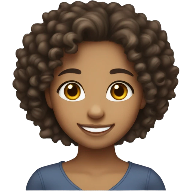 Lightskin girl with curly hair and dark brown eyes emoji