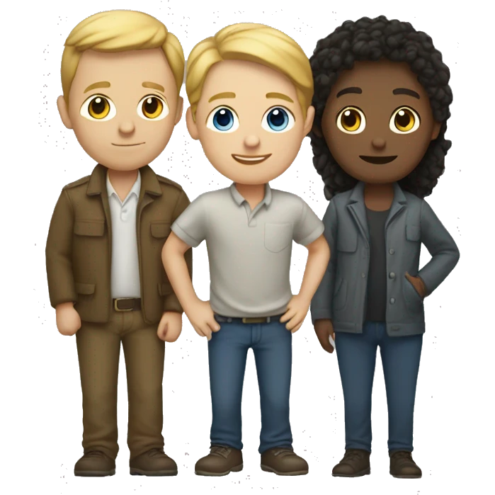 Three white people standing toghether emoji