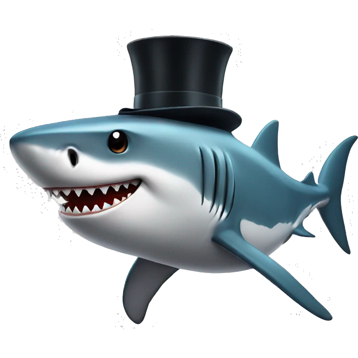 Shark with a top hat emoji
