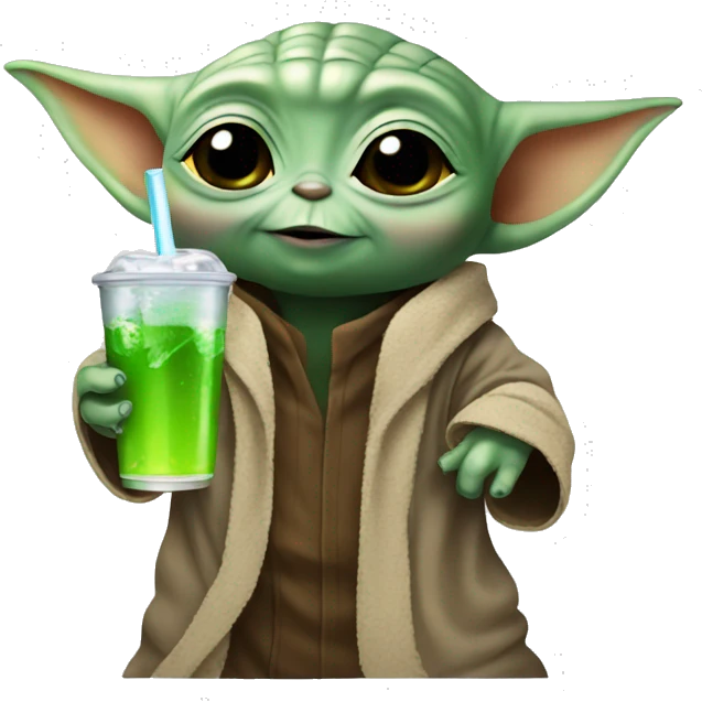baby Yoda drinking soda emoji