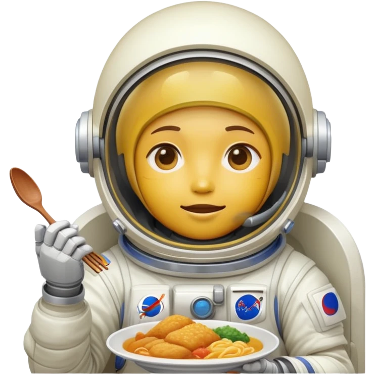 A yellow person in a spacesuit eating Korean food emoji