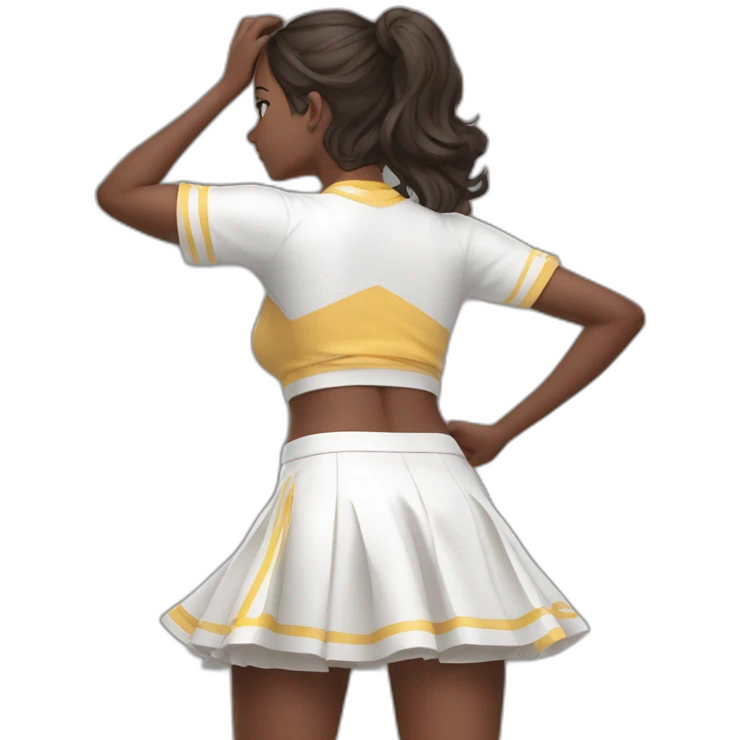 Back view Full body curvy beauty cheerleader short skirt skirt dancing kankan emoji