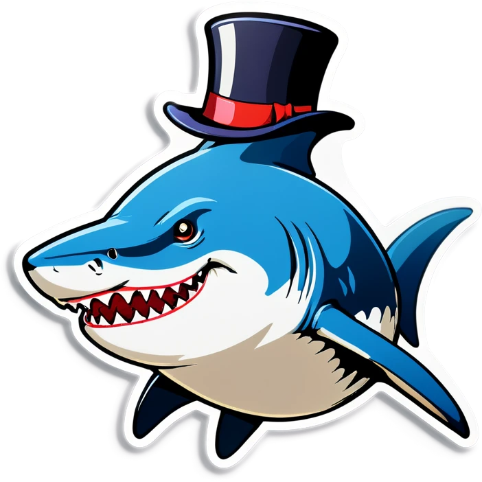 Shark with a top hat emoji