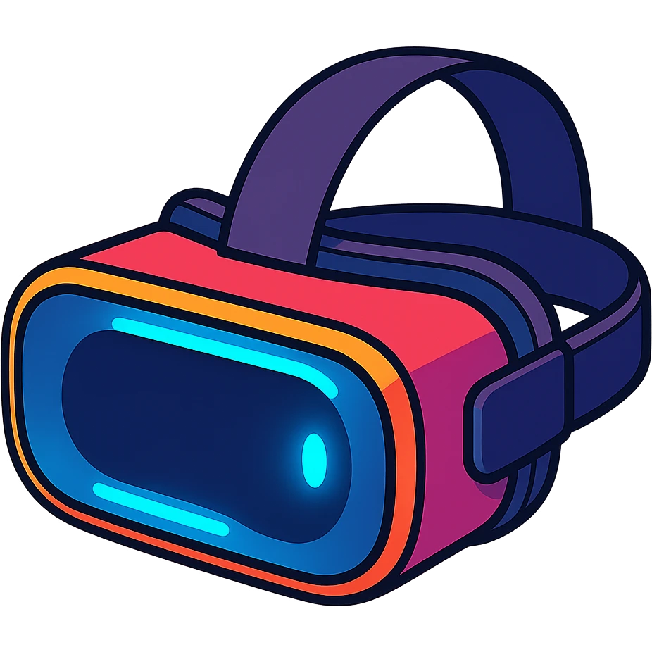 virtual reality headset, modern, immersive, glowing blue accents, vibrant toon style emoji