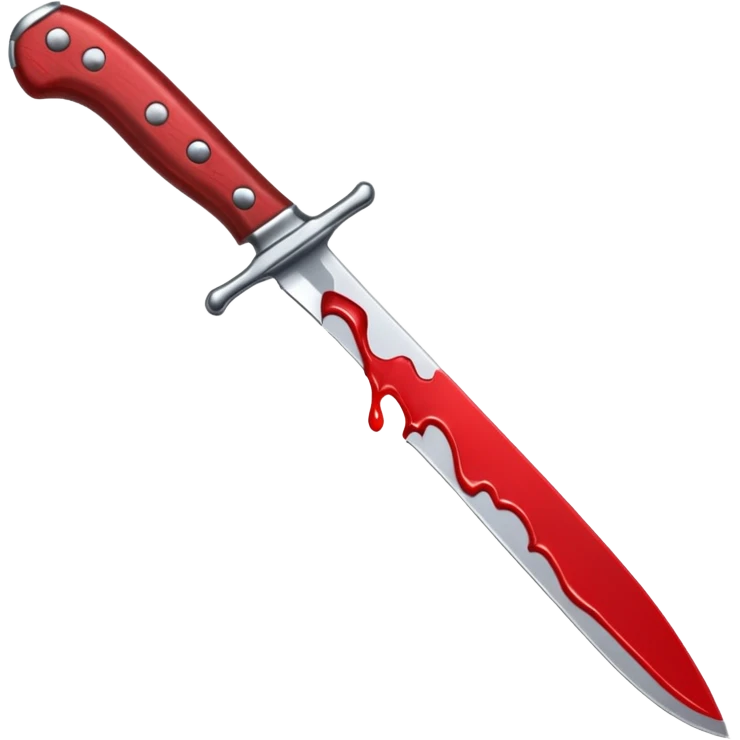 A blood dripping knife pointed to the left, in the style of your bleeding skull art emoji