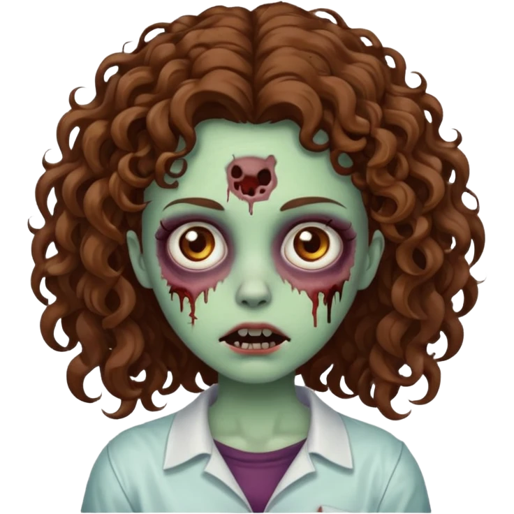zombie girl curly brown hair emoji