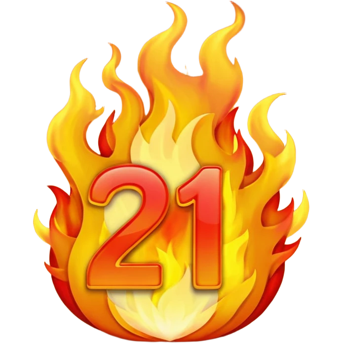 The words “21 Tesoros” on fire emoji