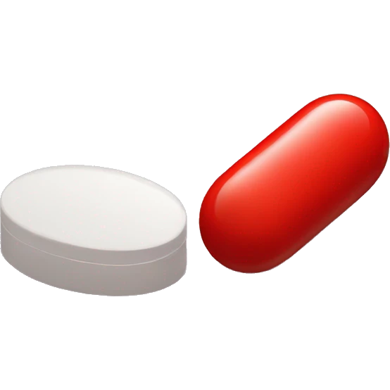 small red pill laying next to a small red pill emoji