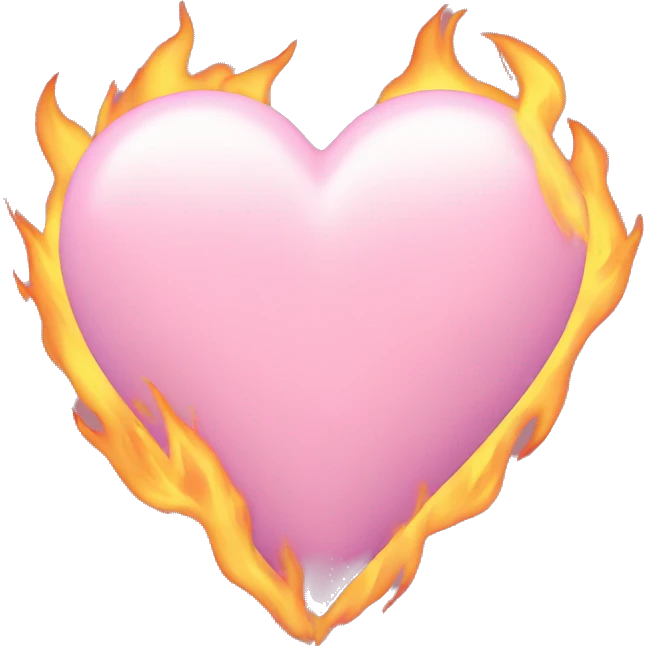 Pastel pink heart with flames emoji