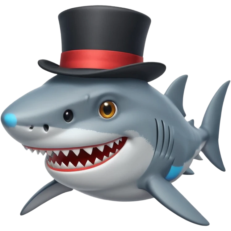 Shark with a top hat emoji