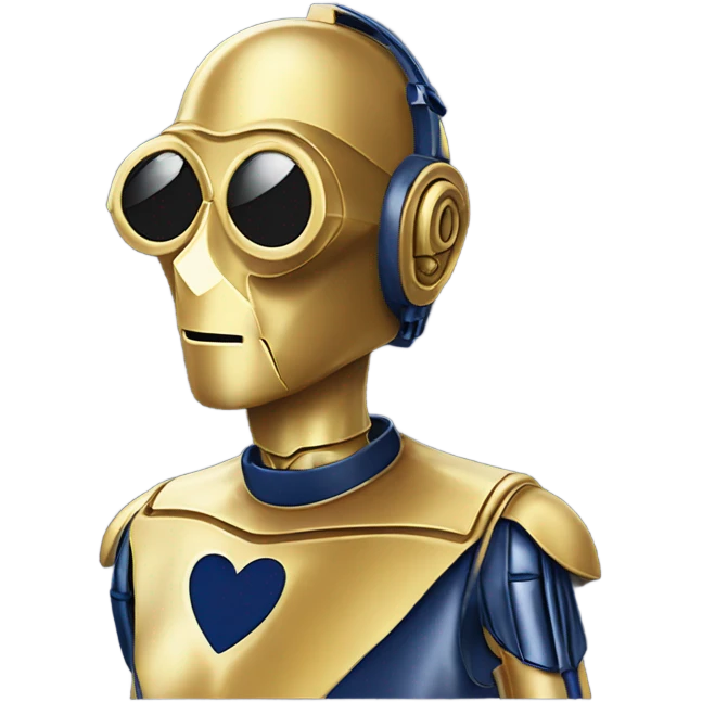 C-3PO wearing A pair of navy blue heart shaped sunglasses  emoji